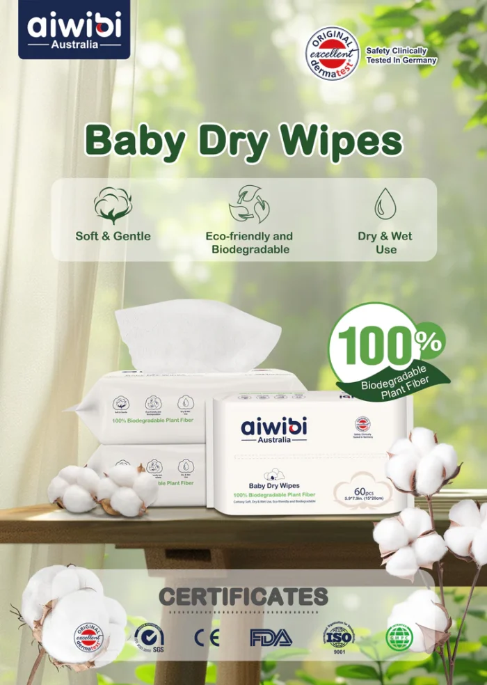 Aiwibi sausos servetėlės kūdikiams (60 vnt.)
