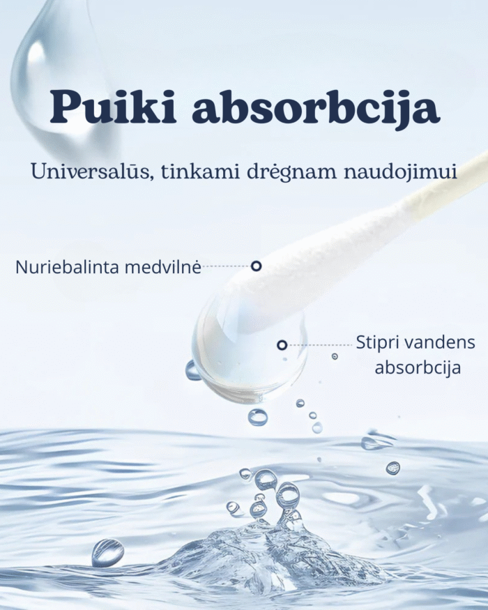 Patogi naudojimui pakuotė (2) Aiwibi ausų krapštukai kūdikiams (200 vnt.)