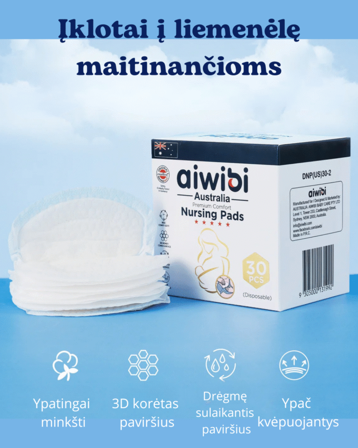 Aiwibi vienkartiniai įklotai maitinančioms mamoms (30 vnt.)